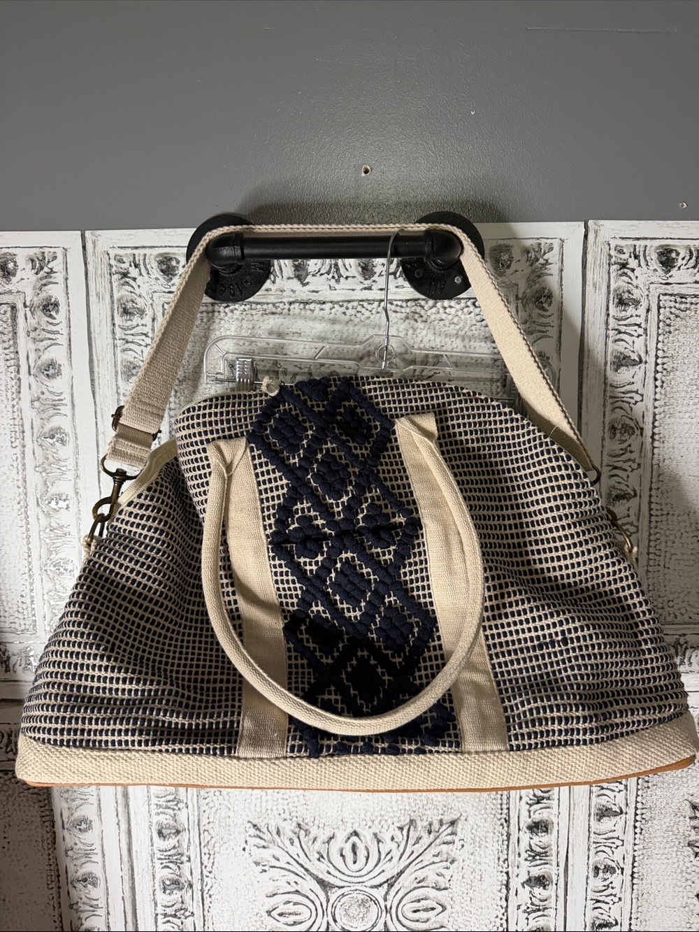 Universal Thread Woven Blue/White Tote